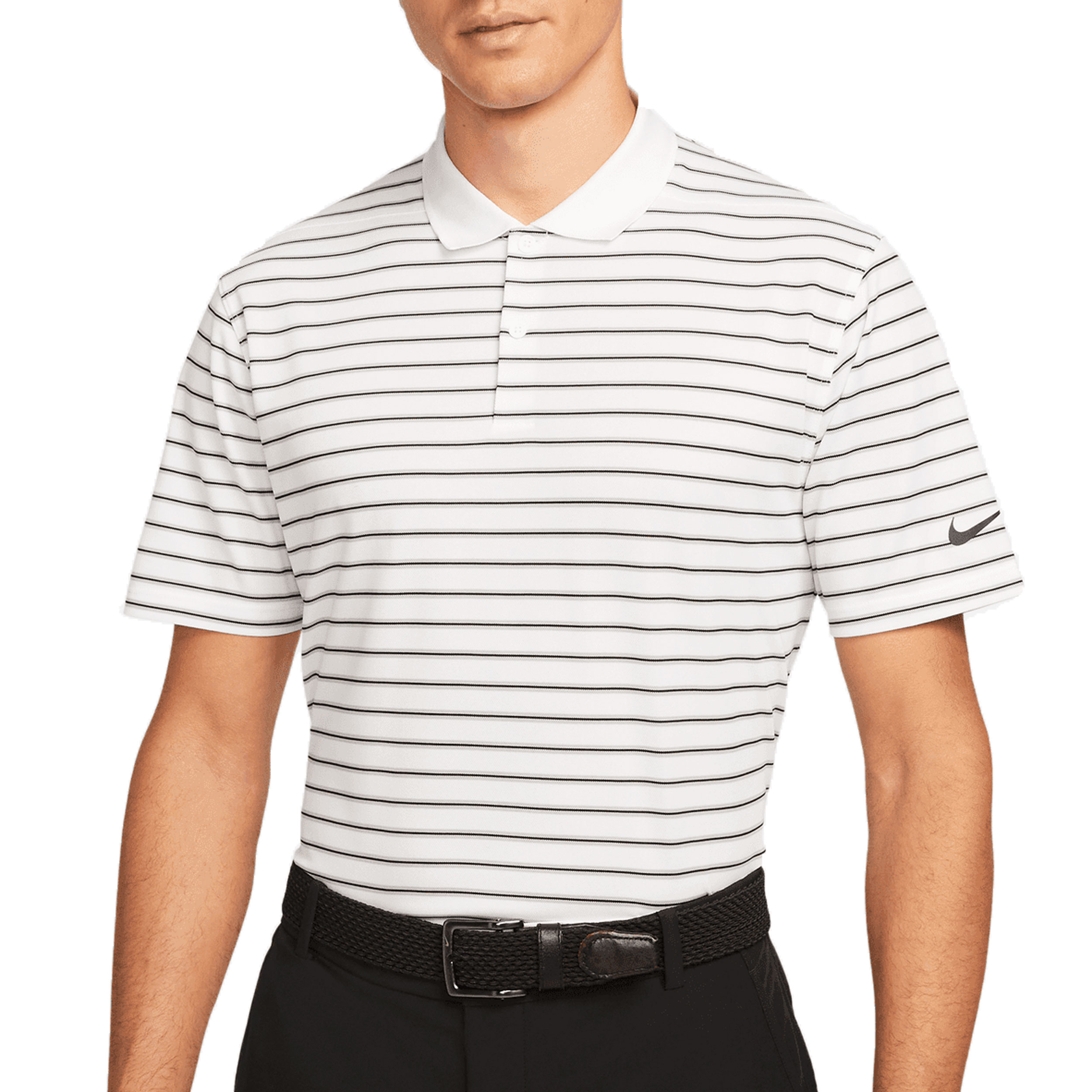 Nike Dri-Fit Victory Stripe OLC Men's Golf Polo - White/Black