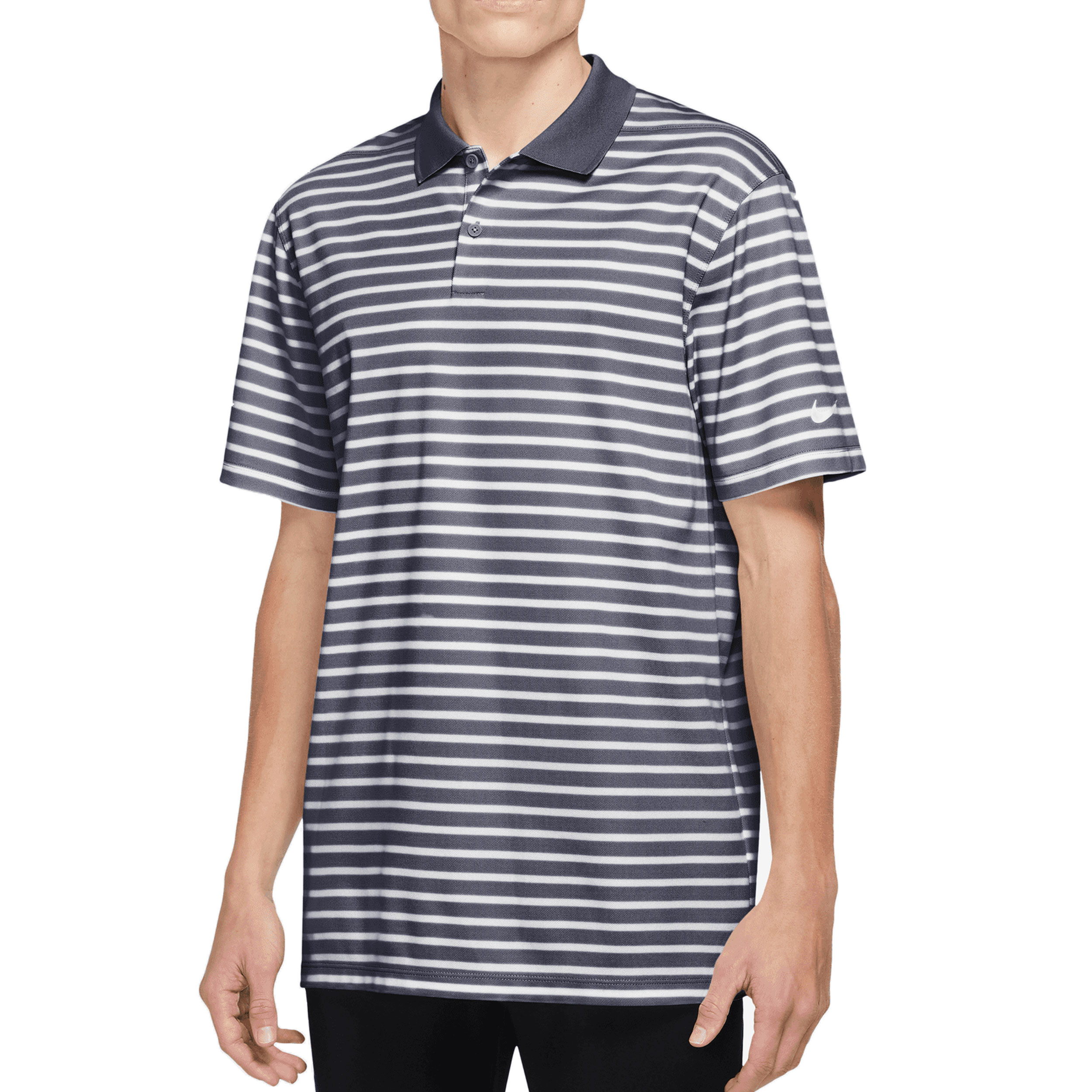 Nike Dri-Fit Victory Stripe OLC Men's Golf Polo - Obsidian/White